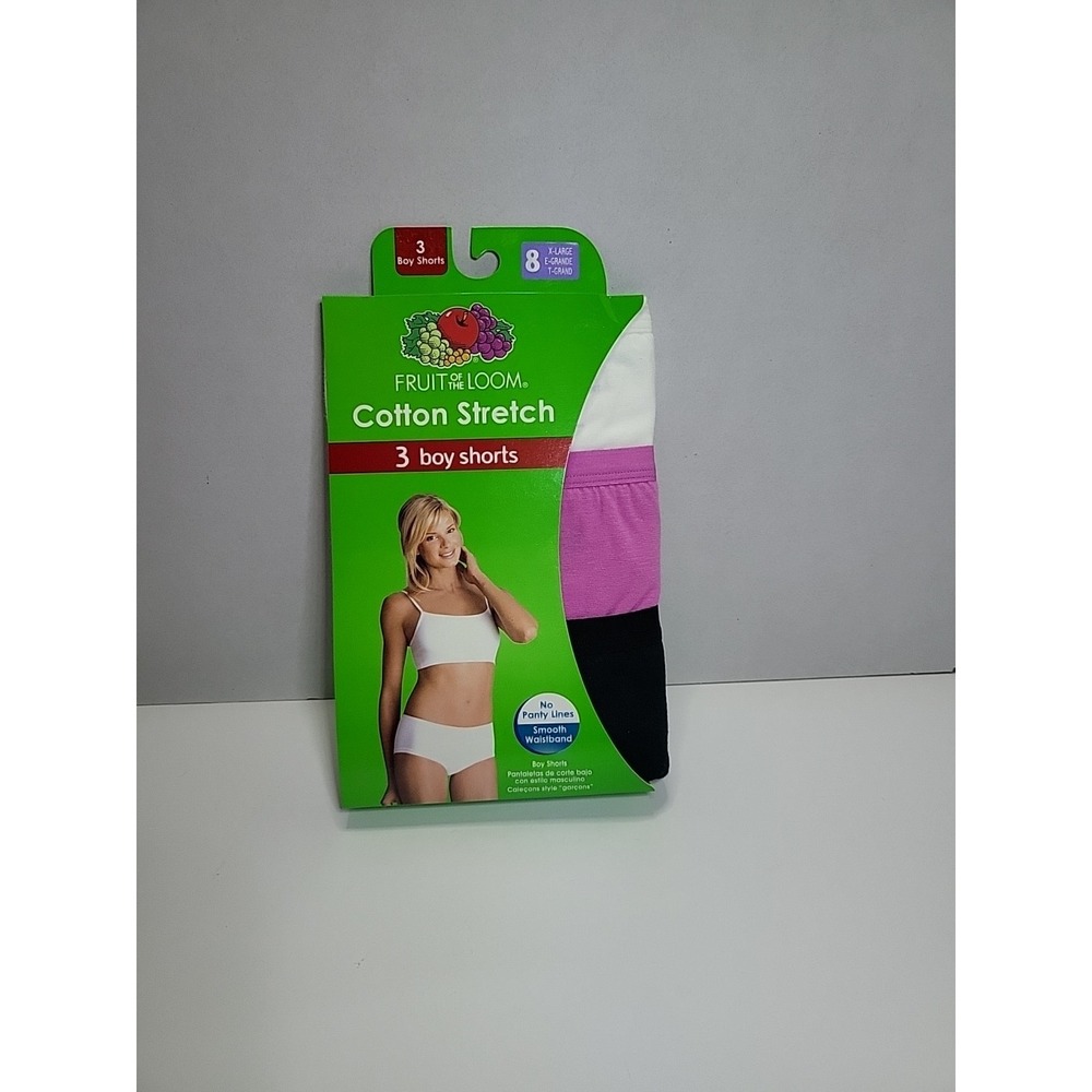 Fruit Of TheLoom Women's 3 Pair Boy Shorts Cotton Stretch Underwear Panties 8 XL